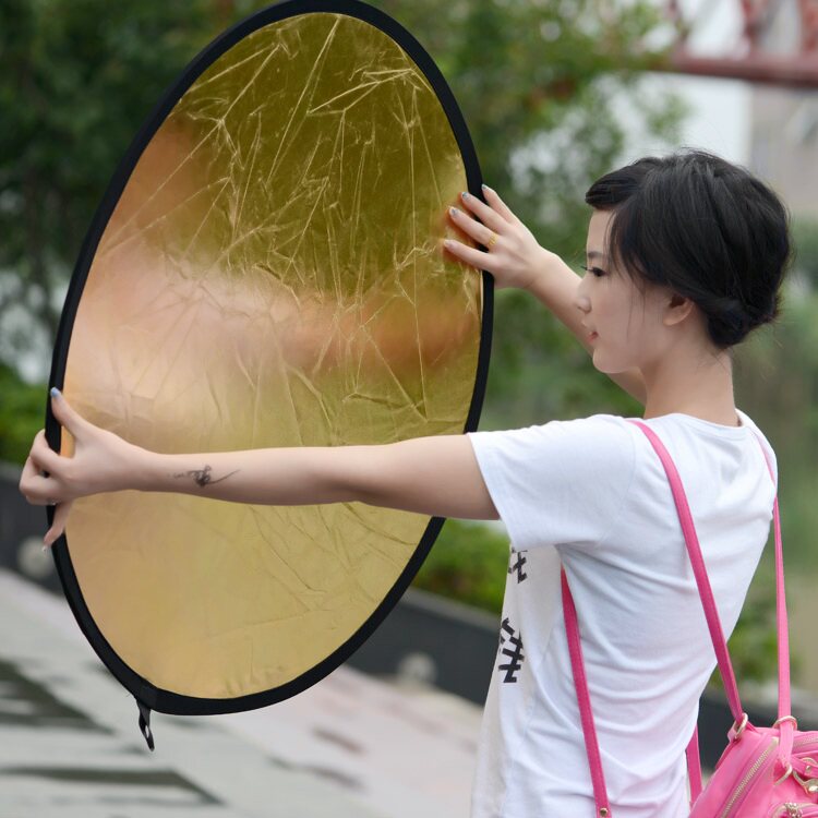 80cm 双面金银反光板 送便携包 摄影人像室外补光 专业摄影器材