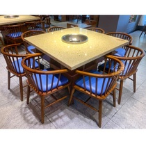 Square marble hot pot table table and chair combination hot pot restaurant skewers spicy spicy farmhouse restaurant hotel Commercial