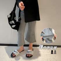 Congjia girls stretch flared pants 2021 spring new childrens Korean casual pants slim-fit middle and large childrens pants