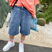Cong childrens denim shorts 2021 spring and summer new boys and girls Korean loose five-point pants casual pants