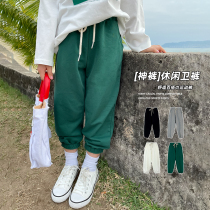 Congjia childrens sports casual pants for men and women 2021 spring men and womens leggings Korean loose long pants tide