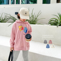 Cong family childrens bear hooded sweater 2021 autumn men and women childrens Korean version of loose long-sleeved casual cartoon top