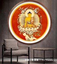 Gallery Tibetan level Qinghai Zhegong Sakyamuni Buddha pure hand painted pure handmade Tibetan round Donka hanging painting