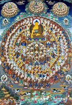 1 m Pavilion Tibetan-level Sakimani Buddha converted to Nepal Pure hand painted Tibetan handmade Donka hanging painting