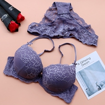 European and American lingerie womens pure color sexy lace bra small breasted with a large adjustment-type mid-thick French bra suit
