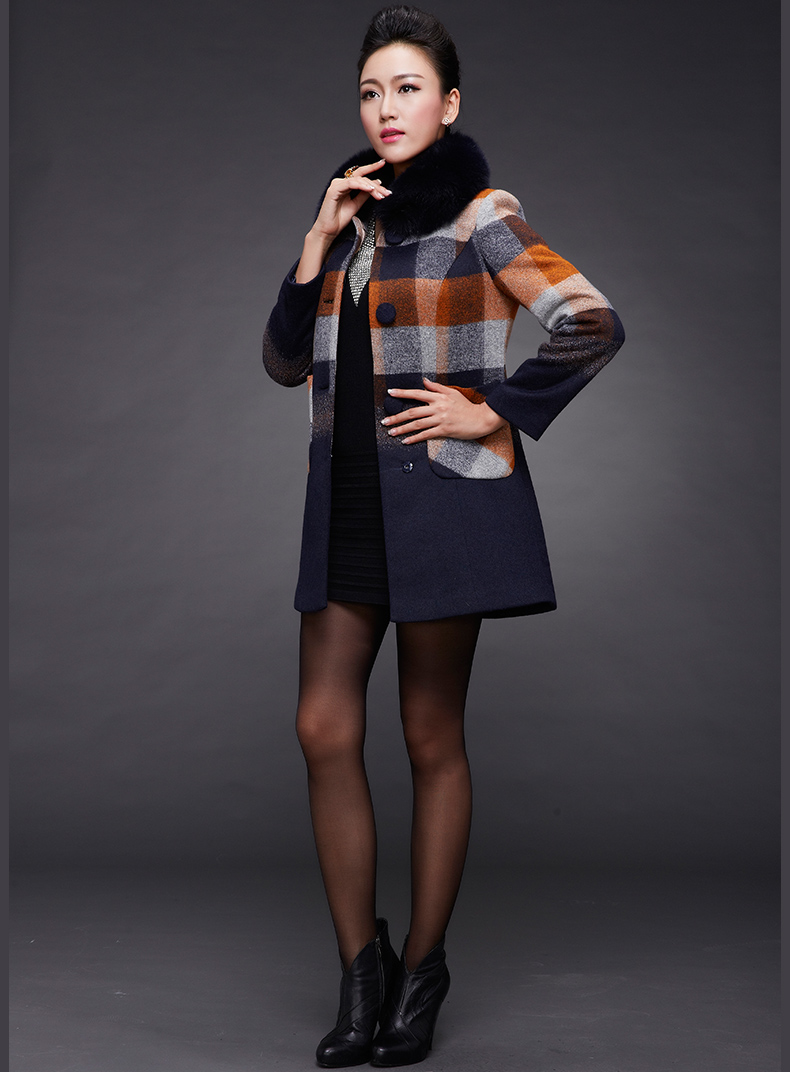 加厚羊绒大衣2017秋冬新款大码女装高档狐狸毛领中长款毛呢外套女