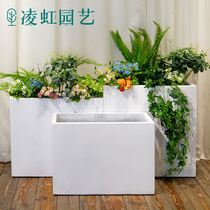 Ling Iridescent Cement Flowerpots Rectangular Landing Extra-large Living Room Dining Rooms Partition Hotel Garden Forest Landscape Magnesium Clay Flower Boxes