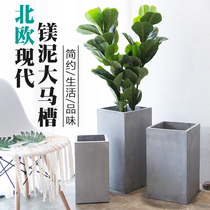 Nordic Style Cement Flowerpots Rectangular Flowerpots High square cement tanks Magnesium Clay Flower Pots Creative Minima home Balcony