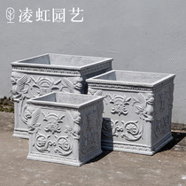 Ling Hongo-style patterned cement flowerpots minimalist atmospheric magnesium mud flowerpots Balcony Villa size Number