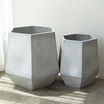 Hexagon Magnesium Clay Imitation Cement Flowerpots Extra-large Nordic Beauty Creative Minimalist Style Balcony Living Room