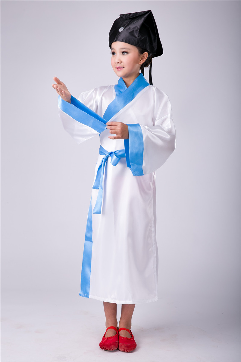 儿童书童国学服装三字经古装汉服弟子规表演服装幼儿古代学生服装