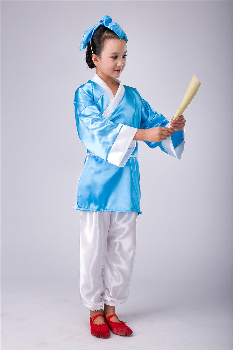 儿童书童国学服装三字经古装汉服弟子规表演服装幼儿古代学生服装