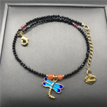 Black spinel foot chain matched with Jingtai Blue dragonfly J14