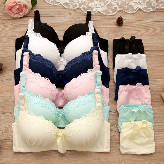 Summer strapless bra, sexy lace small bra, gathered with adjustable upper support, shaping student girl underwear set Summer strapless bra, sexy lace small bra, gathered with adjustable upper support, shaping student girl underwear set