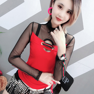 Autumn and Winter New T-shirt Long-sleeved Mesh Bottom Shirt