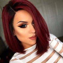 short bobo ombre wine red Hair wigs for women