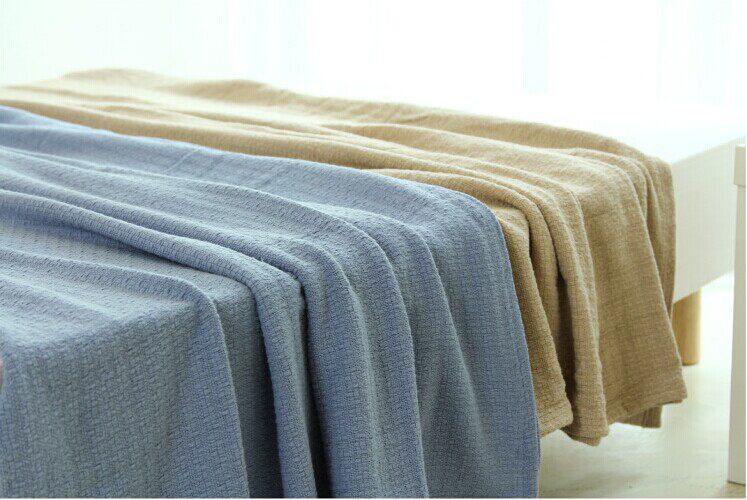 外贸原单rll纯棉线毯空调毯 美式编织沙发巾棉线毯休闲盖毯毛巾被