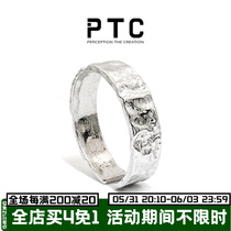 PTC S925 pure silver minimalist with small crowdsourced design lukewarm and irregular creaty opening ring male and female couples to the ring