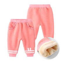 Childrens pants female baby plus velvet warm pants out trousers Baby Full Moon casual pants small children autumn and winter Tide pants