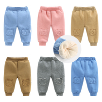 (Broken code clearance) baby pants baby casual plus velvet warm pants boys thick cotton pants autumn and winter pants girls