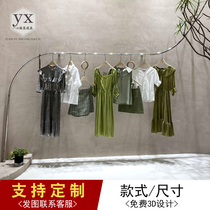 Clothing store display stand on the wall creative stainless steel shelf simple womens display rack hanging shaped frame customization