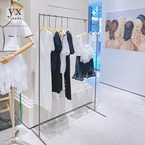Womens clothing store display stand Floor-to-ceiling gold display Nakajima hanger Simple combination display rack Solid brushed shelf