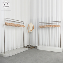 Womens clothing store floor rack 2021 new white terrazzo hanging stainless steel shelf display rack