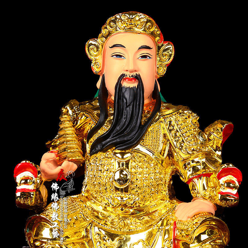 12寸 树脂佛像 镀金 托塔李天王 托塔天王佛像 李靖神像 四大天王