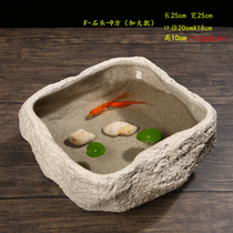 Creative coarse pottery large tea wash Imitation stone pen wash water wash Tea cup utensils basin Ceramic household tea accessories Water bowl