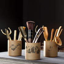 Tea ceremony Six Junzi set Household ebony solid wood 6 Junzi tea art Tea making tools Tea clip Tea pen Tea set accessories