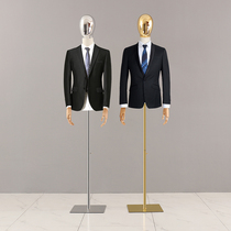 Clothing store male model props half-body mens gold silver plating face suit display model shelf