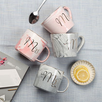 Graffiti porcelain art Marbled ceramic Coffee cup Breakfast mug Office cup Couple cup with spoon