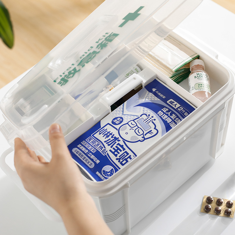 japan imported medicine storage box household medicine box travel outdoor portable first-aid kit double-layer medicine box