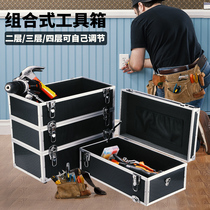 Multi-layer toolbox Hardware electrician car box Portable combined multi-function storage box Large capacity four-layer box