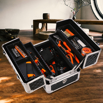 Three-layer folding hardware toolbox Multi-function portable large repair tool box storage box Auto repair car worker