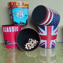 Creative fashion British style round retro trash can simple garbage basket study retro wastebasket