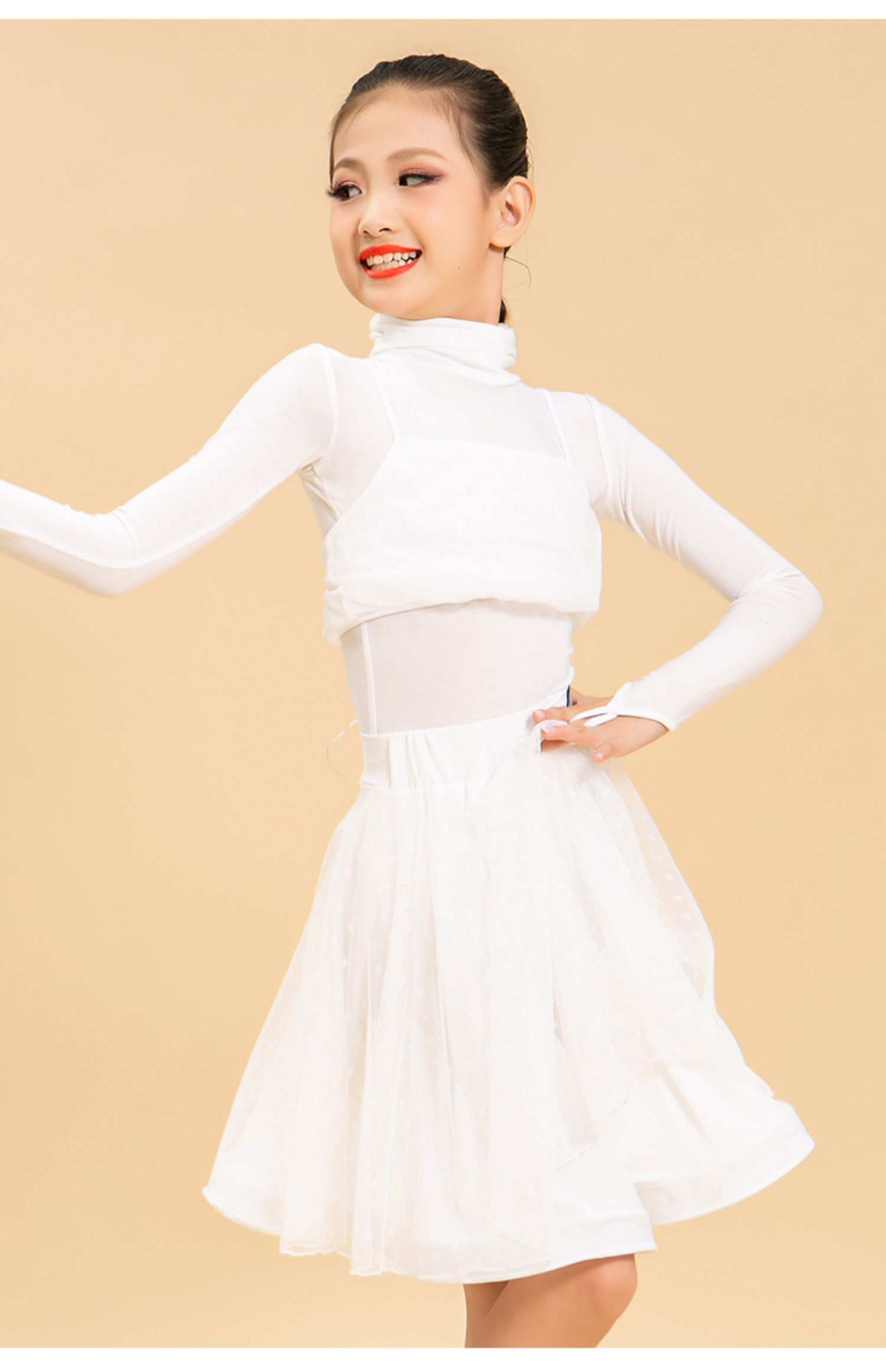 发光拉丁舞练功服吊带恰恰少儿拉丁表演服演出服装女童规定舞服