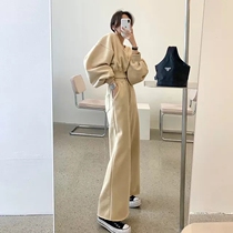 2021 Autumn Winter Net Red Fashion Plus Suede Thickened Casual Sweatshirt Broadlegged Pants Loose Two Suit Women Sportswear