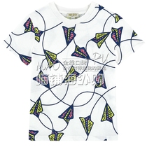 Meow Paving Europe Kenzo Takata Xian Three-spring Boy Loaded Paper Airplane Short Sleeve T-shirt