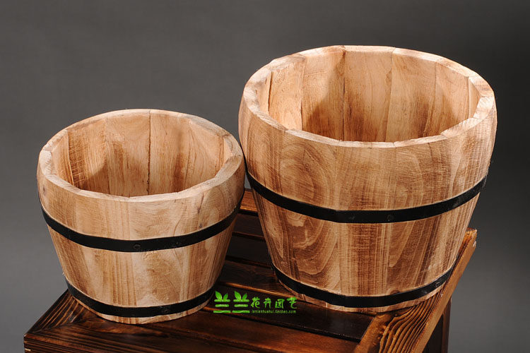防腐木花桶吊桶木桶水桶提桶阳台花架摆件杂物个性创意木花盆复古