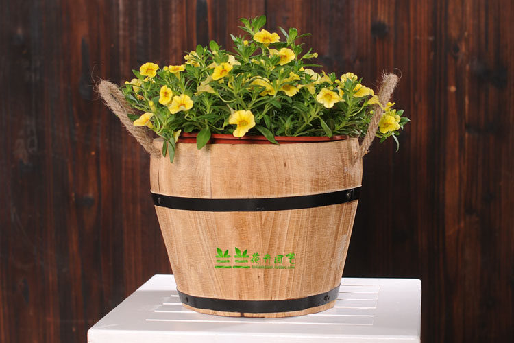 防腐木花桶吊桶木桶水桶提桶阳台花架摆件杂物个性创意木花盆复古
