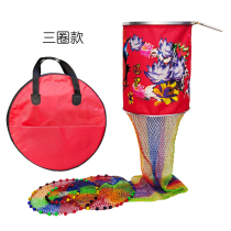 Direct selling black pit fish Guard hand-woven nylon line fish households large colorful stainless steel ball fishing fish net pocket