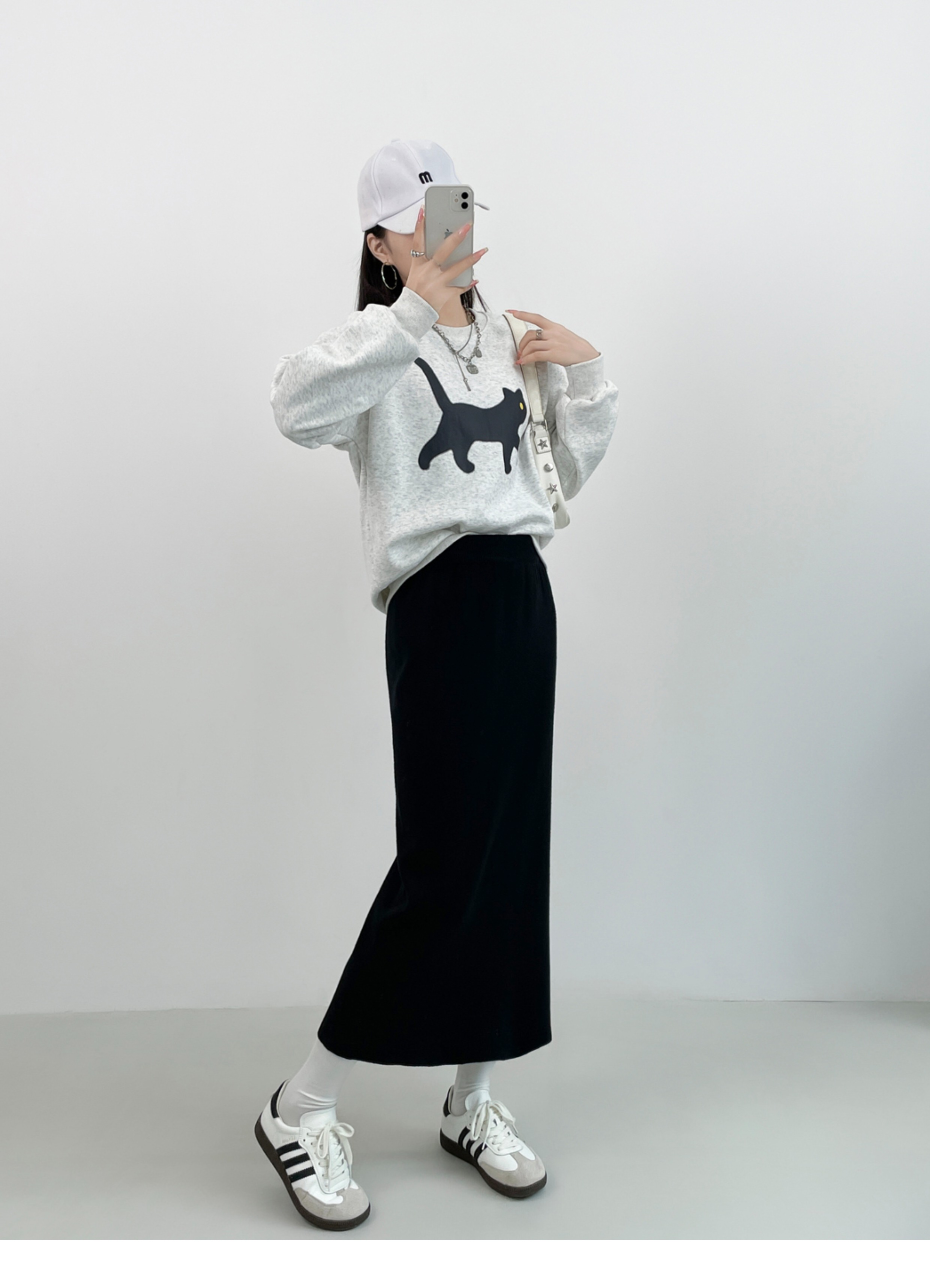 不开叉直筒针织半身中长裙女小个子包臀一步裙春秋款休闲百搭半裙