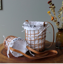 Pastoral style portable basket Wicker flower basket flower arrangement storage basket home decoration gifts hand-held basket ornaments