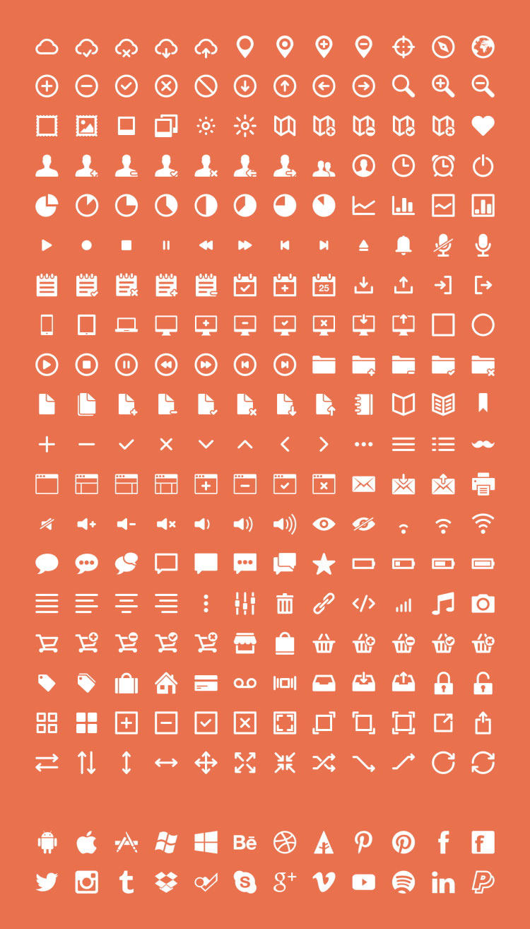 整套ui单色实心线性图标icon网页小图标面试作品集psd/ai设计素材