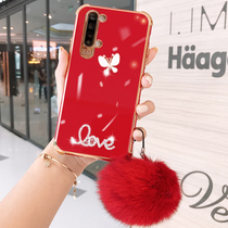 opporeno3 mobile phone case silicone soft shell reno3 luck version all-inclusive anti-drop reno3pro women Net red electroplating airbag reno ten times zoom version creative butterfly with lanyard