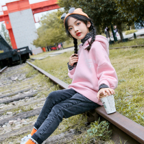 Girls Sweatshirt Set Winter 2021 New Autumn and Winter Korean version of foreign-style childrens clothing thickened plus Velvet girl winter tide