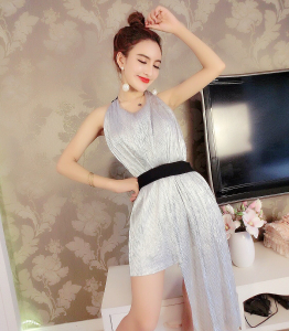 Birthday party dinner show thin irregular Street metal dress