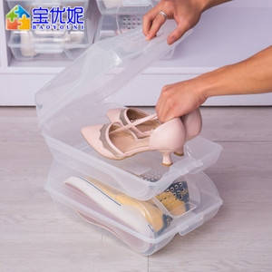 宝优妮鞋盒收纳盒透明单个简易宿舍鞋盒整理箱家用塑料鞋子收纳盒