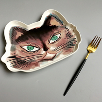 Deardali Japanese-style creative design Ceramic cat storage plate dish plate steak plate etc which has been revitalized a million times